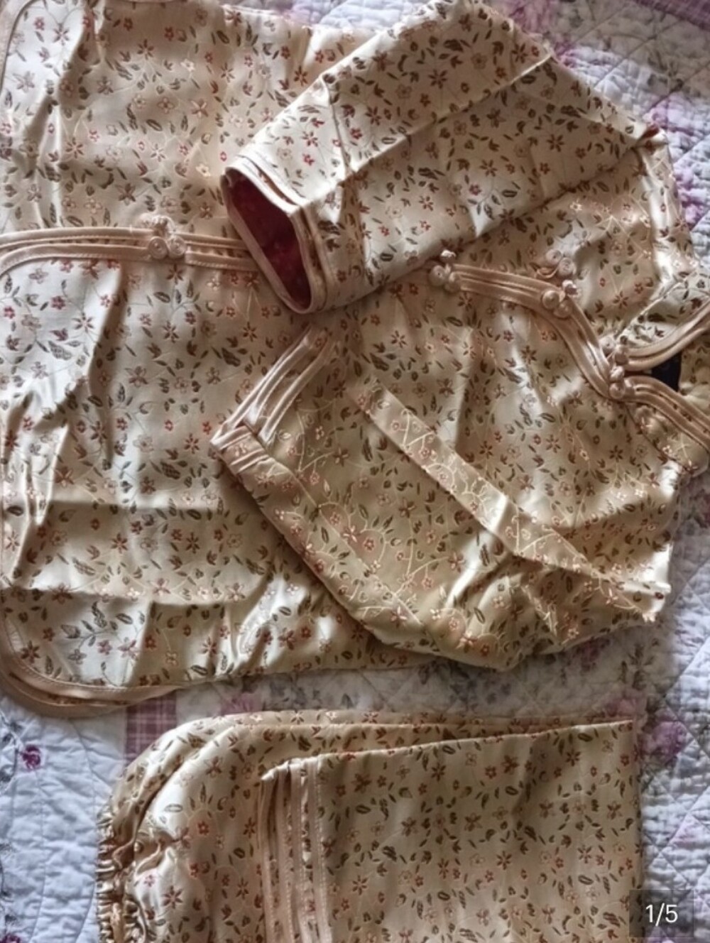 Kids Floral Cream Pajama Set - Soft Satin Sleepwear